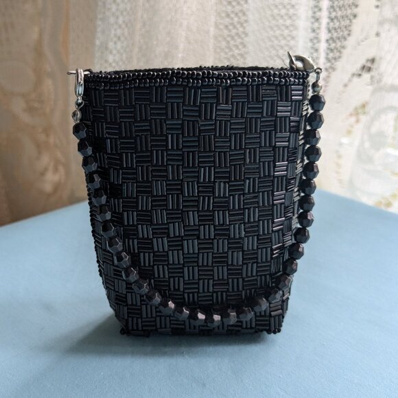 Vintage Black Beaded Phone/Cigarette/Tissue Pouch/Purse with Remove-able Strap - Picture 3 of 14